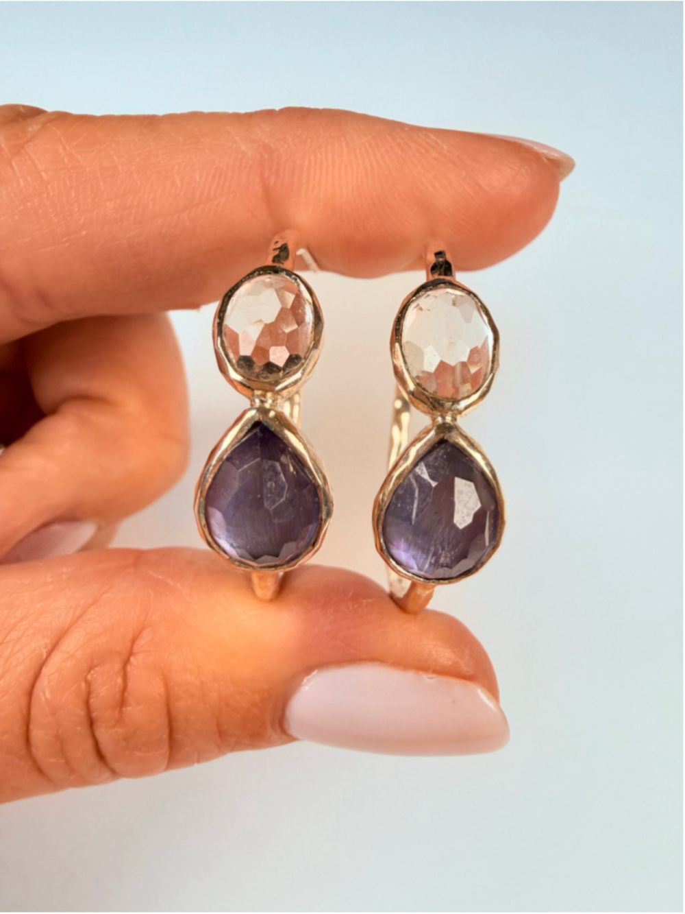 Ippolita Rock Candy Wonderland Amethyst Quartz 925 Sterling Silver Hoop Earrings - Picture 2 of 10